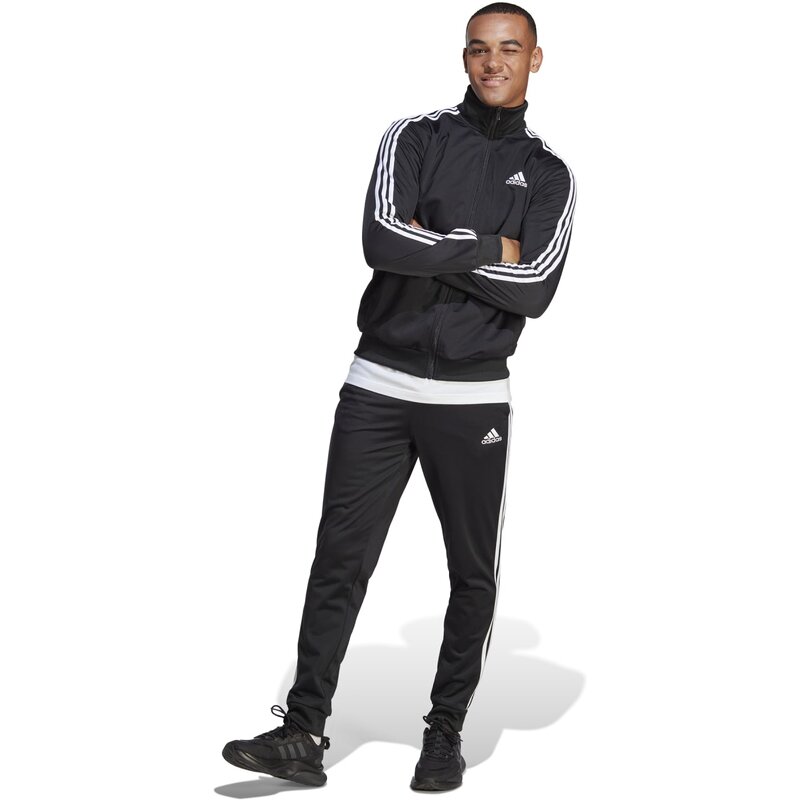 Базовый трикотажный спортивный костюм с тремя полосками Adidas, черный — фото 2
