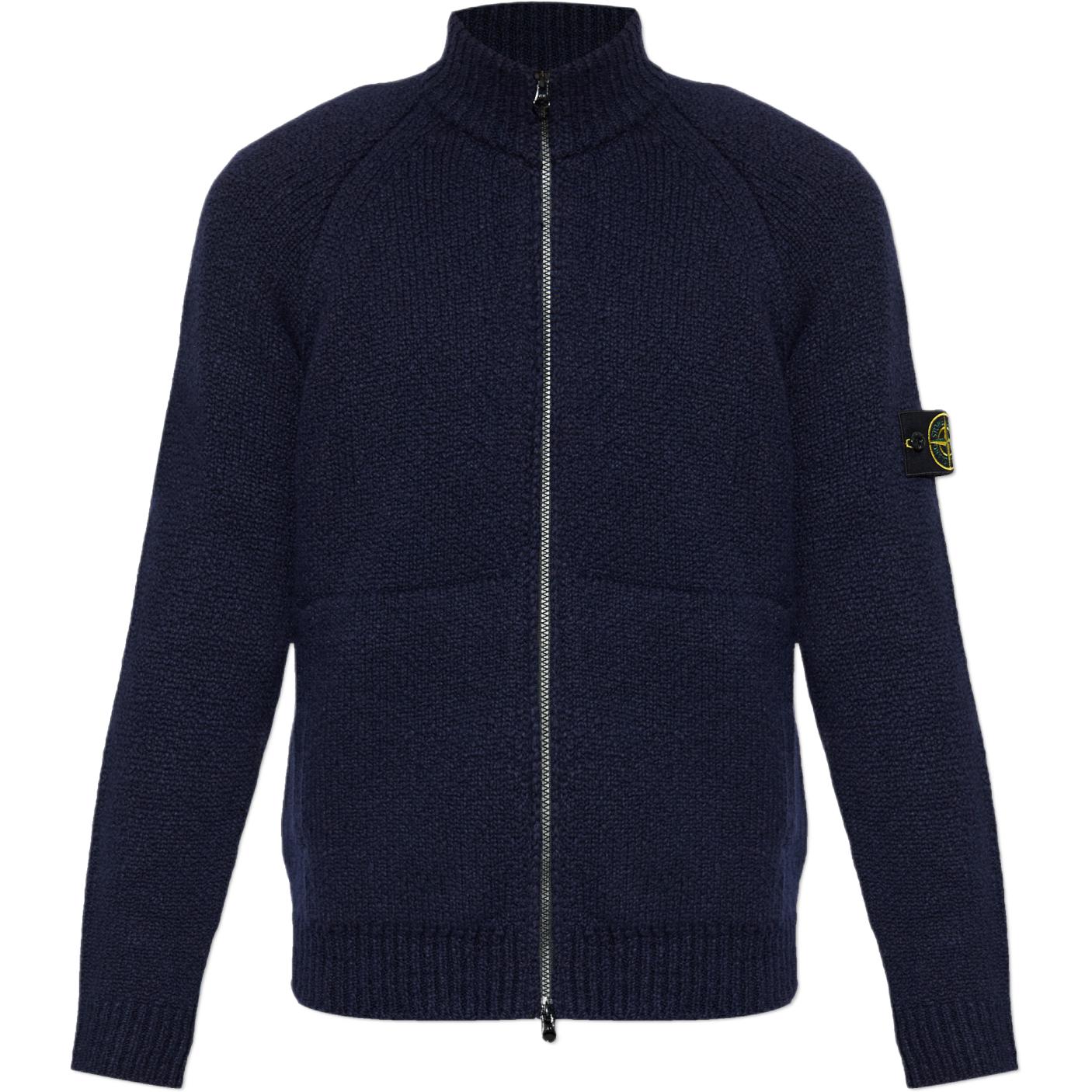 

Свитер Wool с застежкой-молнией спереди и накладным карманом STONE ISLAND, синий