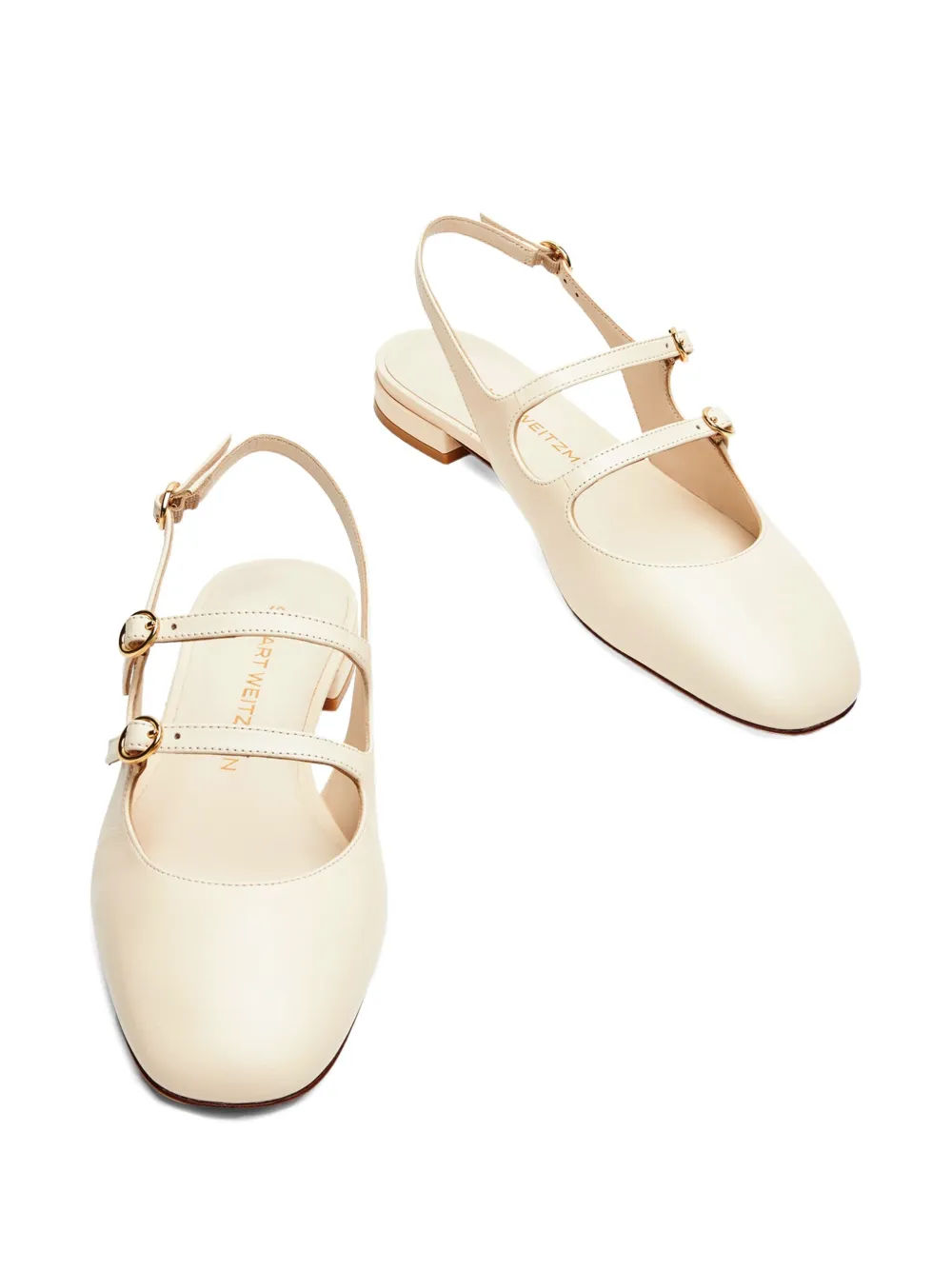 Балетки с ремешком на пятке и пряжкой Stuart Weitzman, нейтральный — фото 2