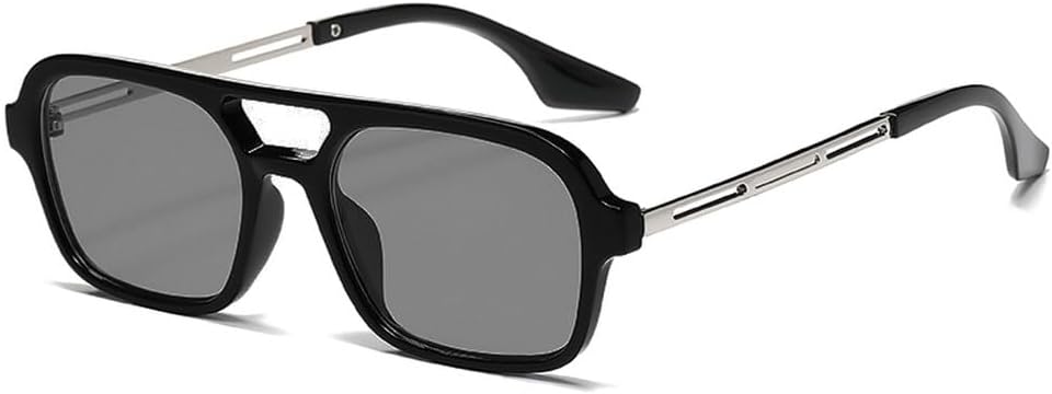 

Винтажные квадратные солнцезащитные очки для женщин, конфетные цвета, ретро-очки с двойной перемычкой, мужские ретро-очки с градиентным переходом, защитные очки UV400 HYYZZC, Black Grey