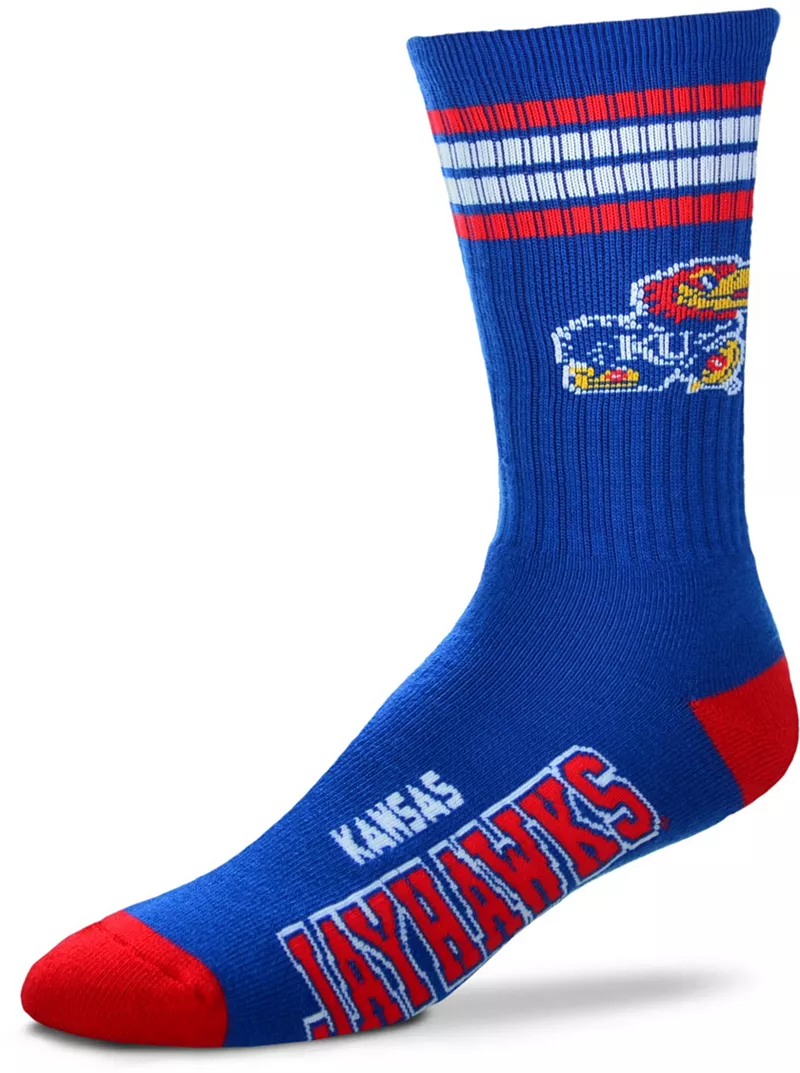 

Носки Deuce Crew с 4 полосками для босых ног Kansas Jayhawks For Bare Feet