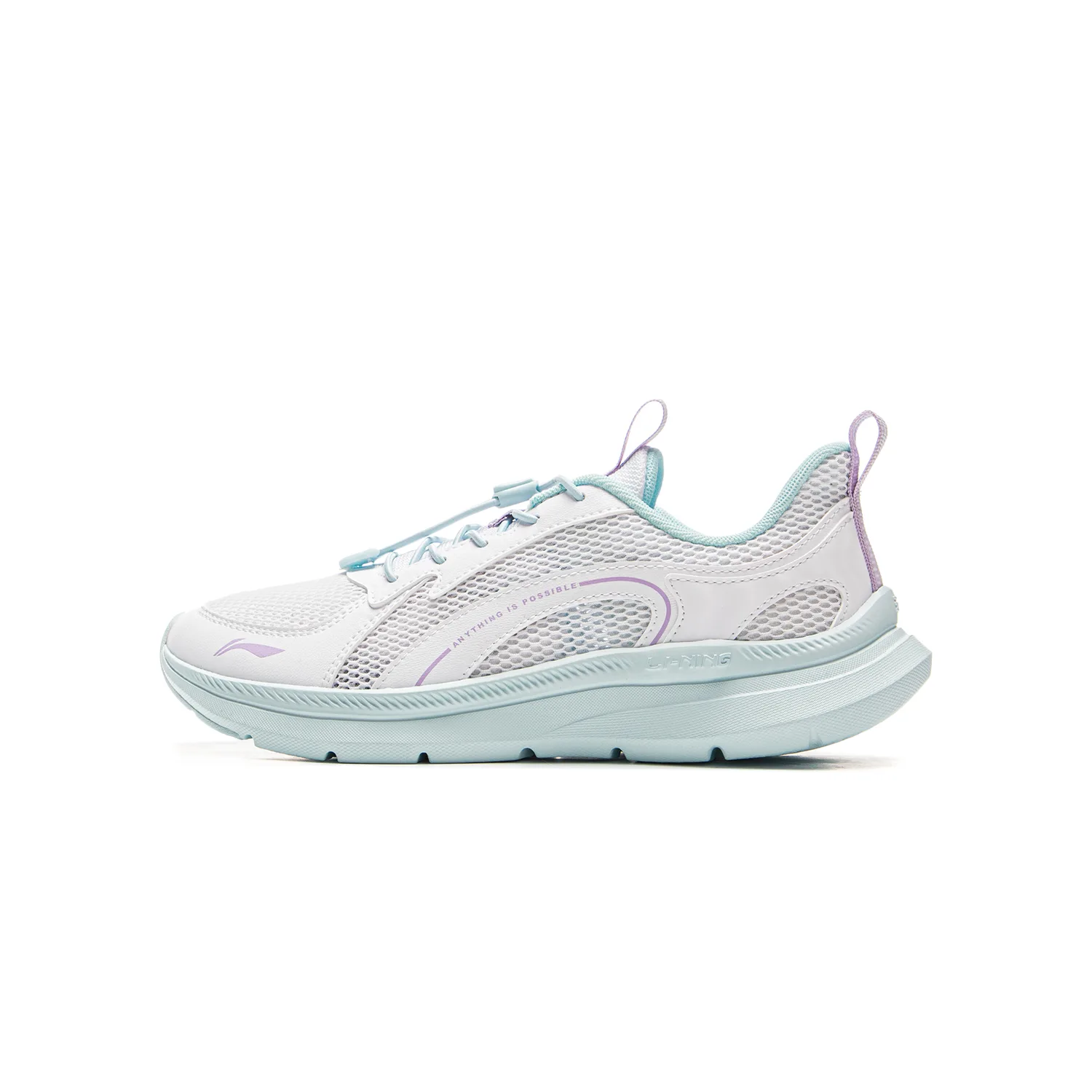 YOUNG Беговые кроссовки Li-Ning YOUNG с амортизацией и отскоком, низкие, белый/фиолетовый конденсат, детские