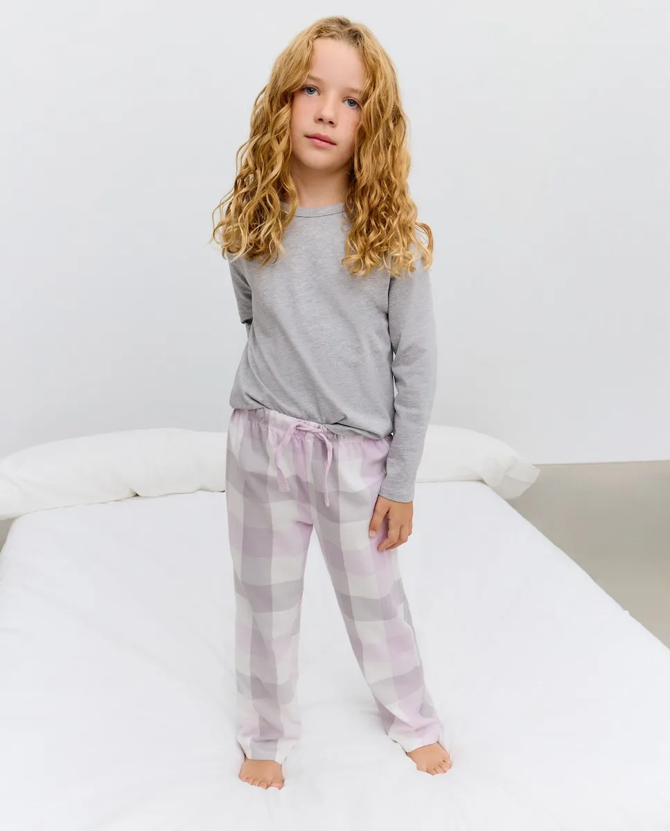 

Детские длинные брюки в крупную клетку с люрексом Cotton Juice, розовый