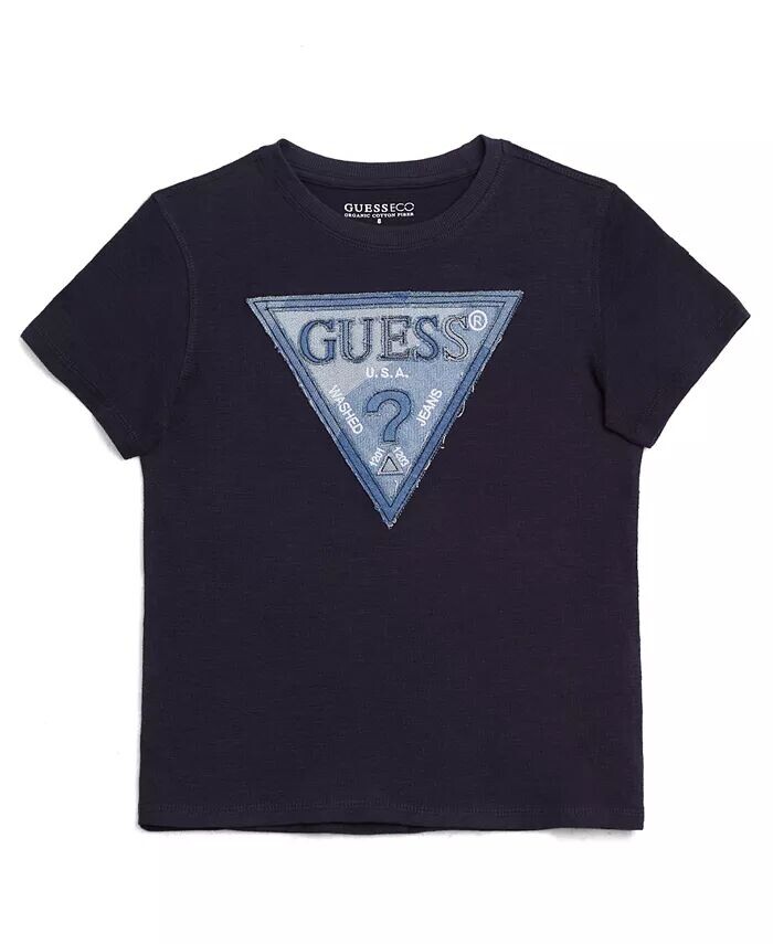

Джинсовая футболка с треугольным логотипом Big Boy с короткими рукавами Guess, синий