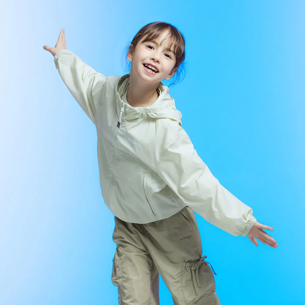 Детская ветровка с капюшоном Wordmark лаймовая от Covernat Kids