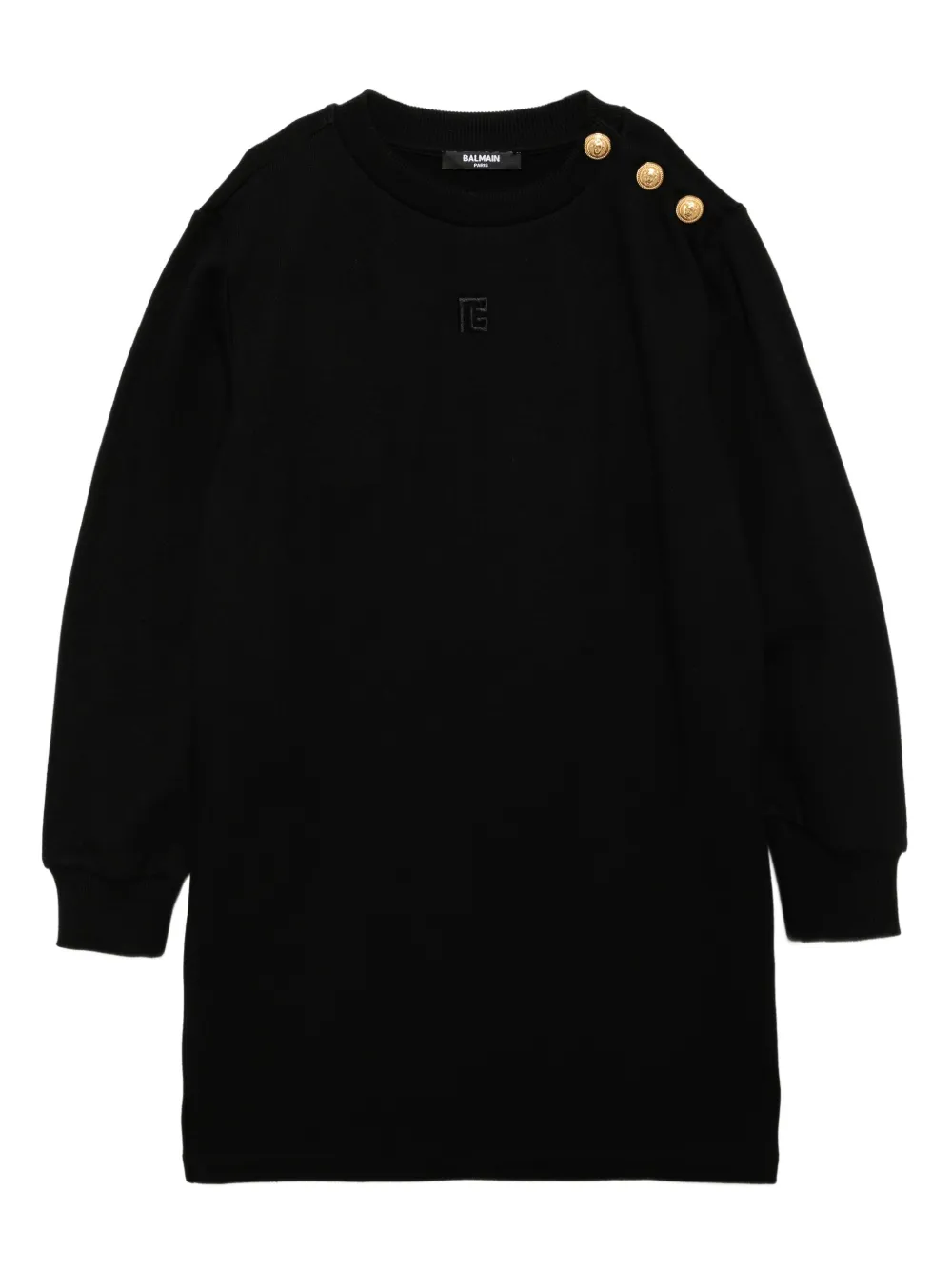 

Платье с вышитым логотипом Balmain Kids, черный