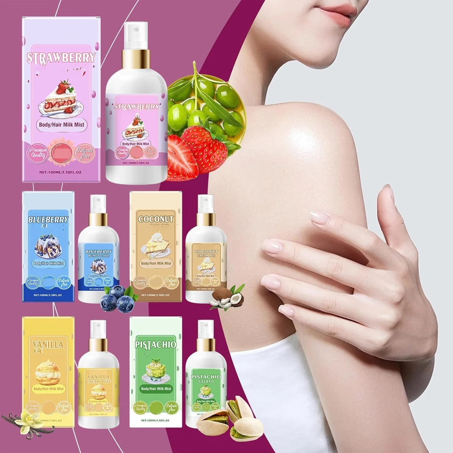 Спрей-молочко для тела Scentnity с ароматом ванильного крема (кокос) Giurui, Coconut — фото 2