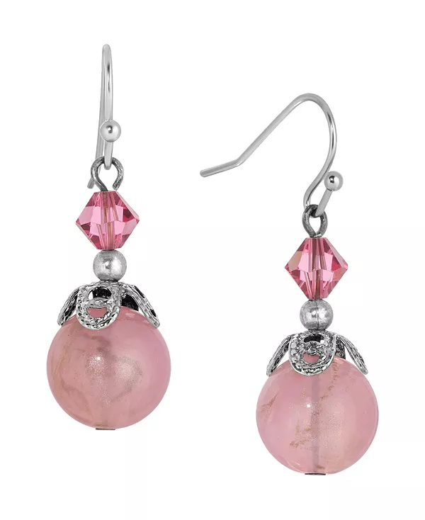 

Серьги-Подвески из акриловых бусин и кристаллов 2028, pink