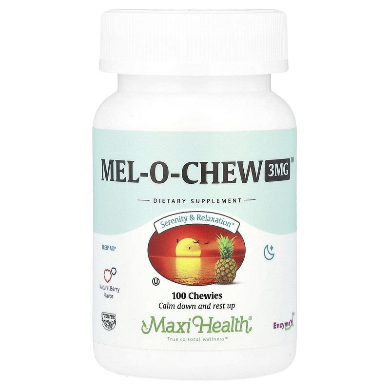 

Maxi Health, Mel-O-Chew , натуральные ягоды, 3 мг, 100 жевательных таблеток