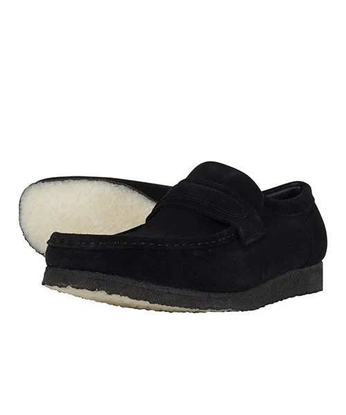 Унисекс лоферы Clarks WallabeeLoafer из замши чёрные