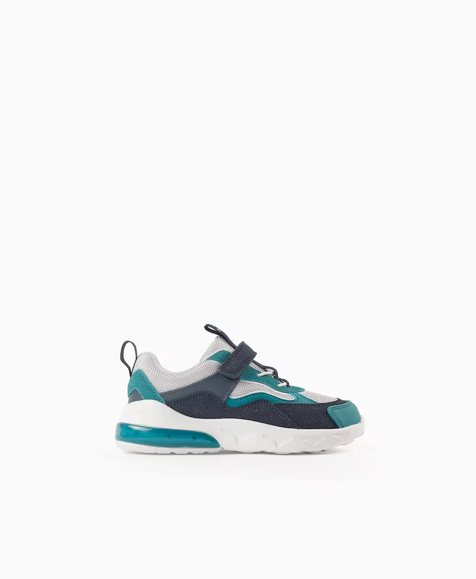 

Синие низкие кеды для мальчиков с подсветкой и застежкой-липучкой Zippy, темно-синий