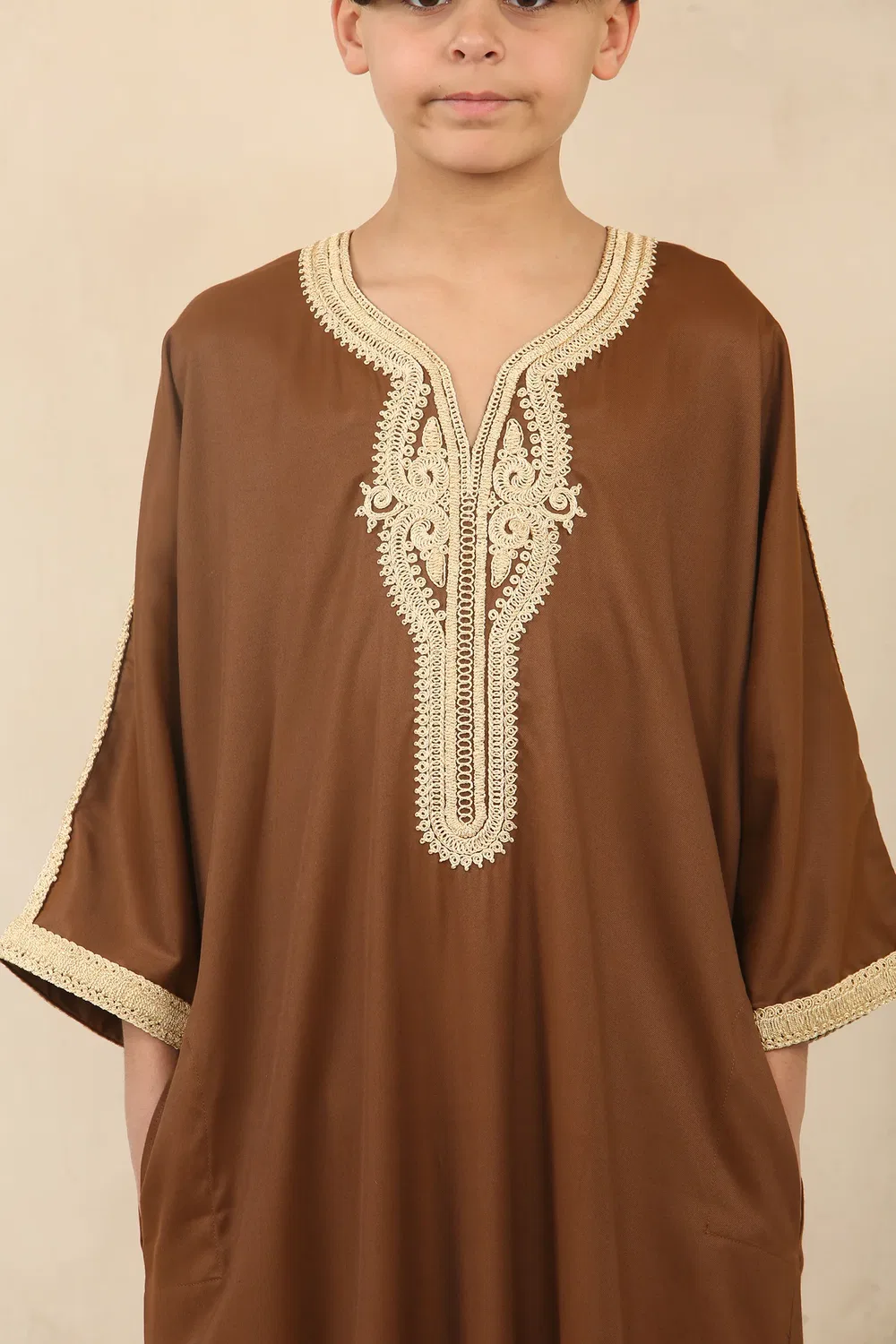 Arabic Thobes Детский коричневый марокканский халат для мальчиков Тобе Джубба Ид Джеллаба Гандура — фото 4