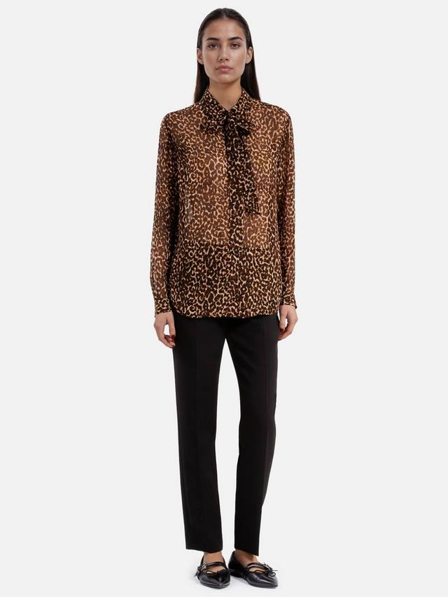 

С завязывающимся бантом воротник леопард печать футболка THE KOOPLES, коричневый/разноцветный