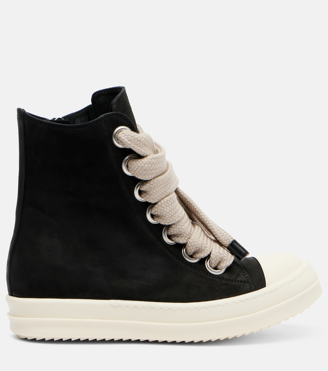 Кожаные кроссовки Jumbolace Geobasket Rick Owens, Black/Milk/Milk — фото 4