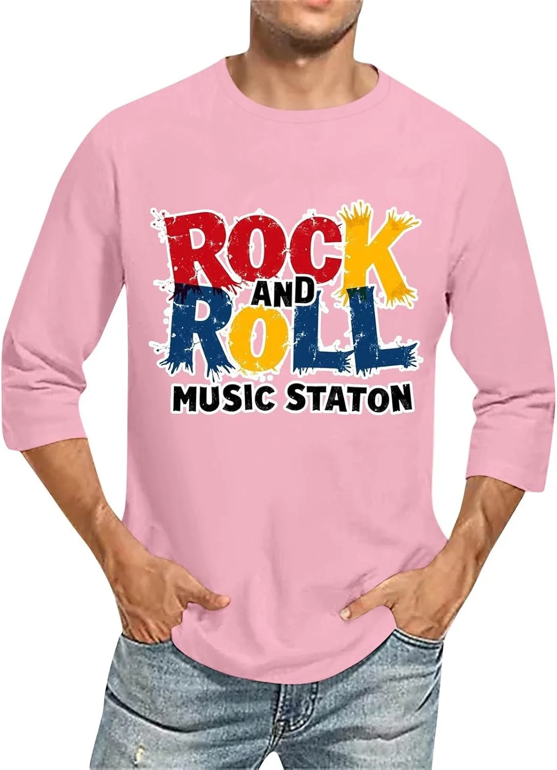 

Футболка FQZWONG с принтом 2D, свободный крой и рукав 3/4