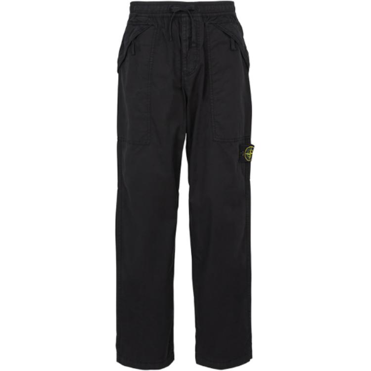 

Брюки прямого кроя со шнурком STONE ISLAND, черный