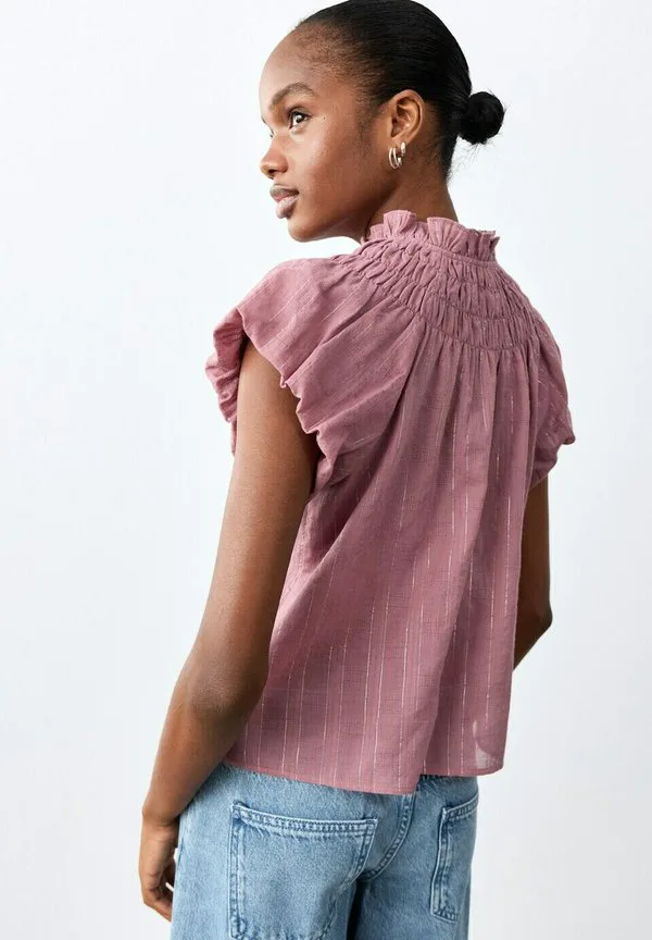 Подростковая блузка на пуговицах Mango Kids, Pink — фото 3