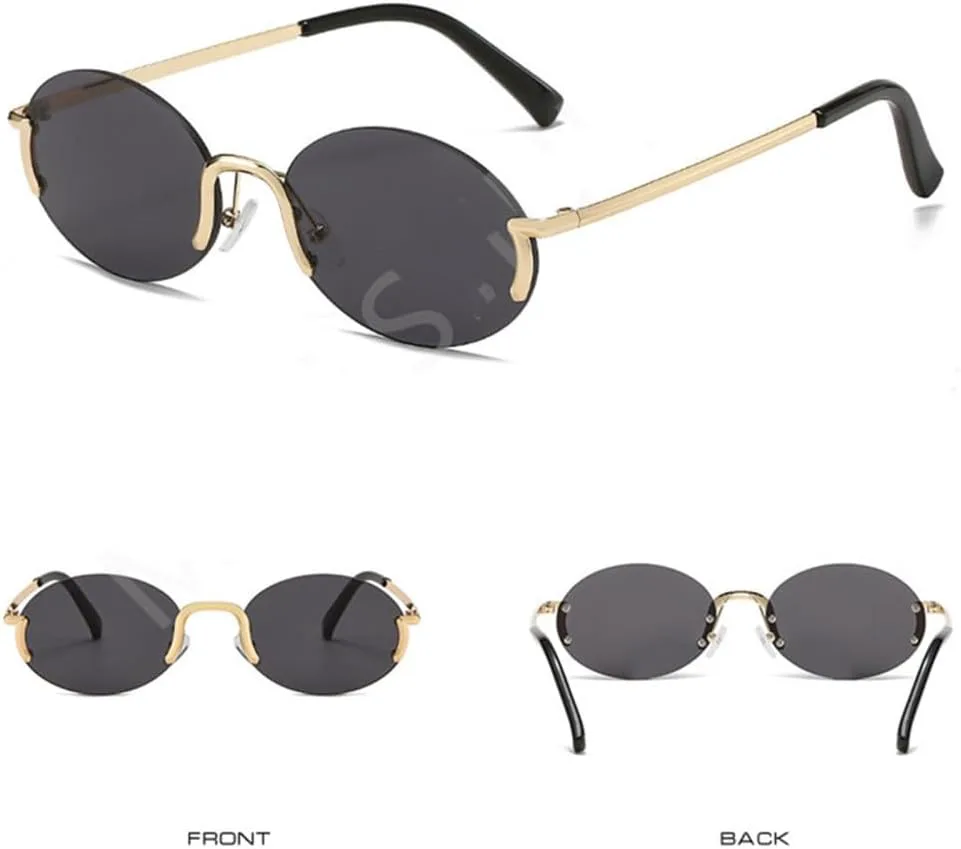 

Солнцезащитные очки в стиле хип-хоп без оправы для женщин и мужчин, овальные солнцезащитные очки, очки без оправы, защита от ультрафиолета UV400 LANGSER, C6 Gold Pink