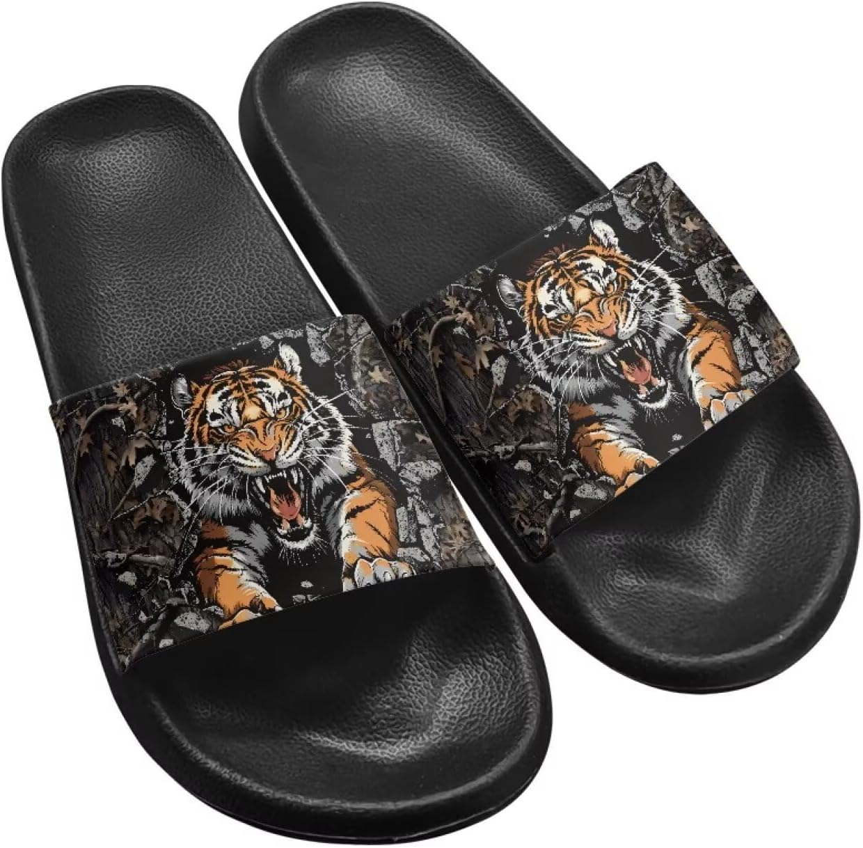 

Шлепанцы Hechitok унисекс, мягкие шлепанцы EVA с толстой подошвой, открытый носок, Tiger Leaf