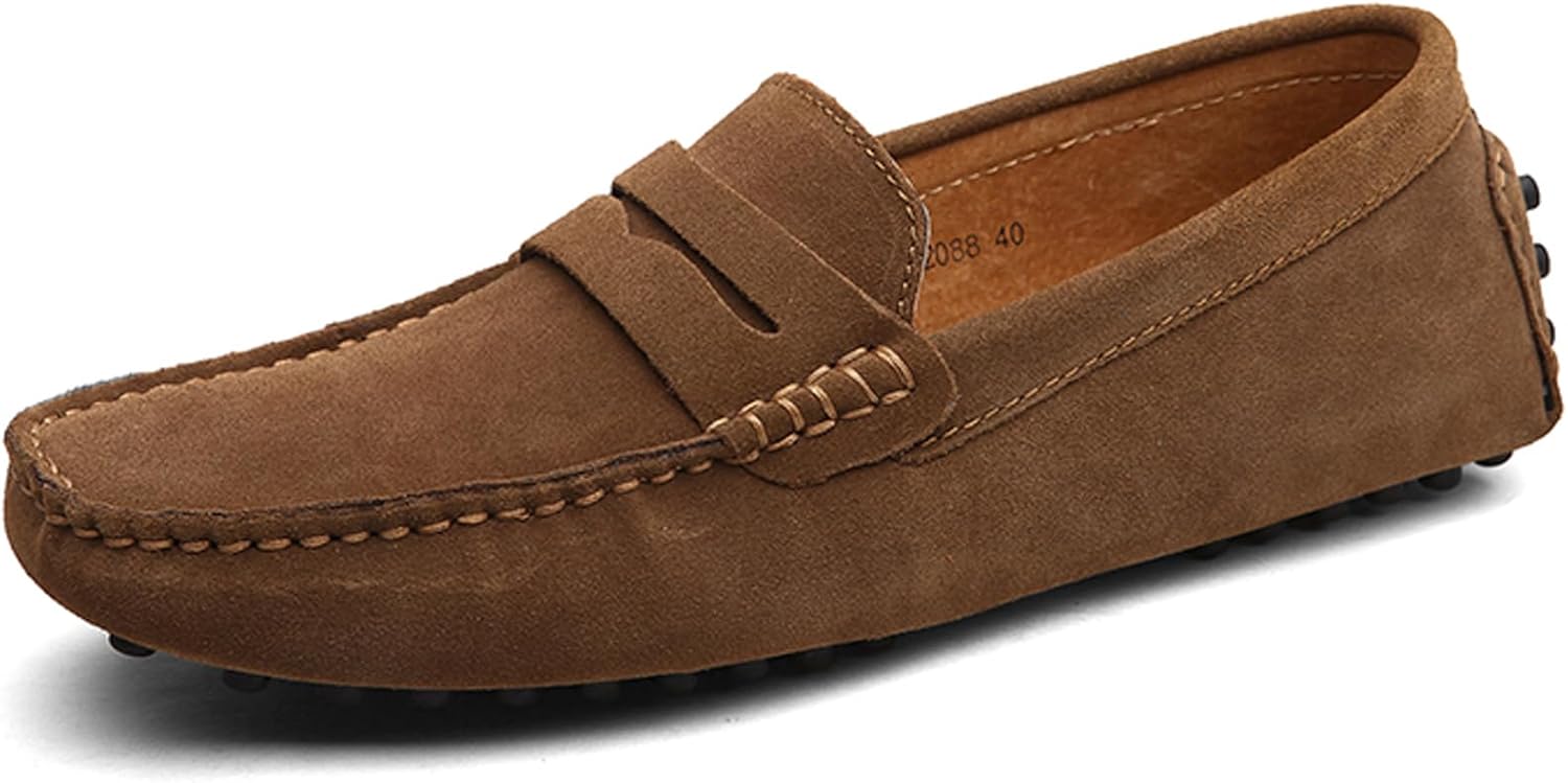 

Мужские лоферы WUIWUIYU, повседневные слипоны, мягкие пенни-лоферы для мужчин, легкие замшевые большие размеры, обувь, мокасины, хаки