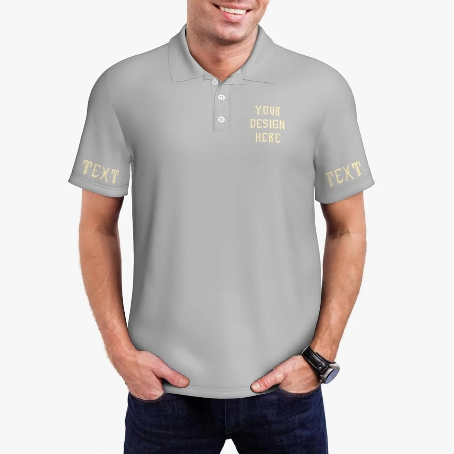 Пиджачная футболка для мужчин Personalized Golf Shirt for Grandpa, Silve — фото 2