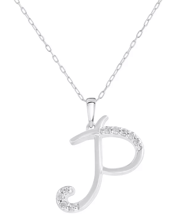 

Ожерелье с кулоном в виде инициала с бриллиантами 18 дюймов (1/10 карата) из стерлингового серебра Macy'S, p