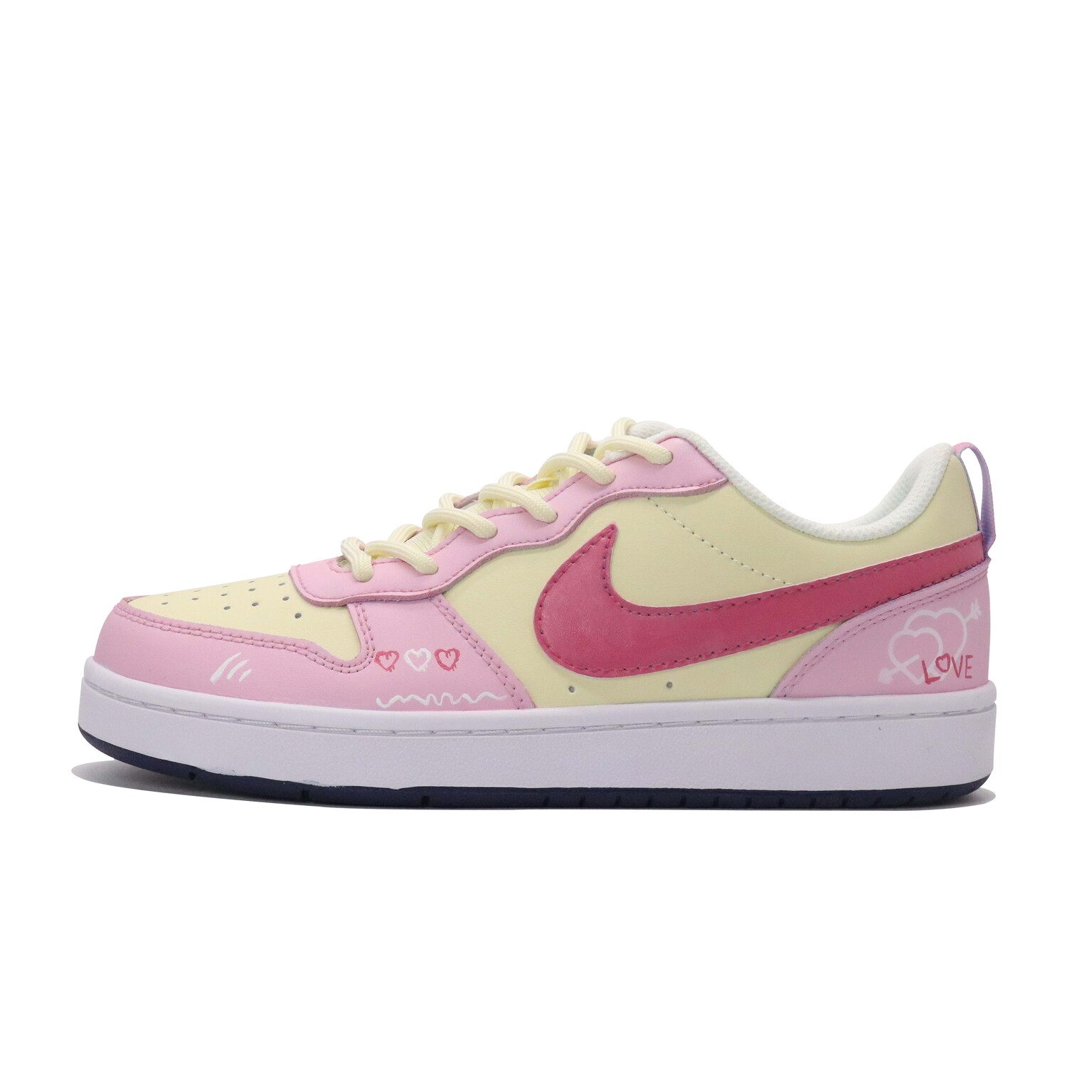 

Кроссовки Nike Court Borough Skateboarding Shoes Women's Low-top White/Pink/Yellow, розовый/белый/желтый