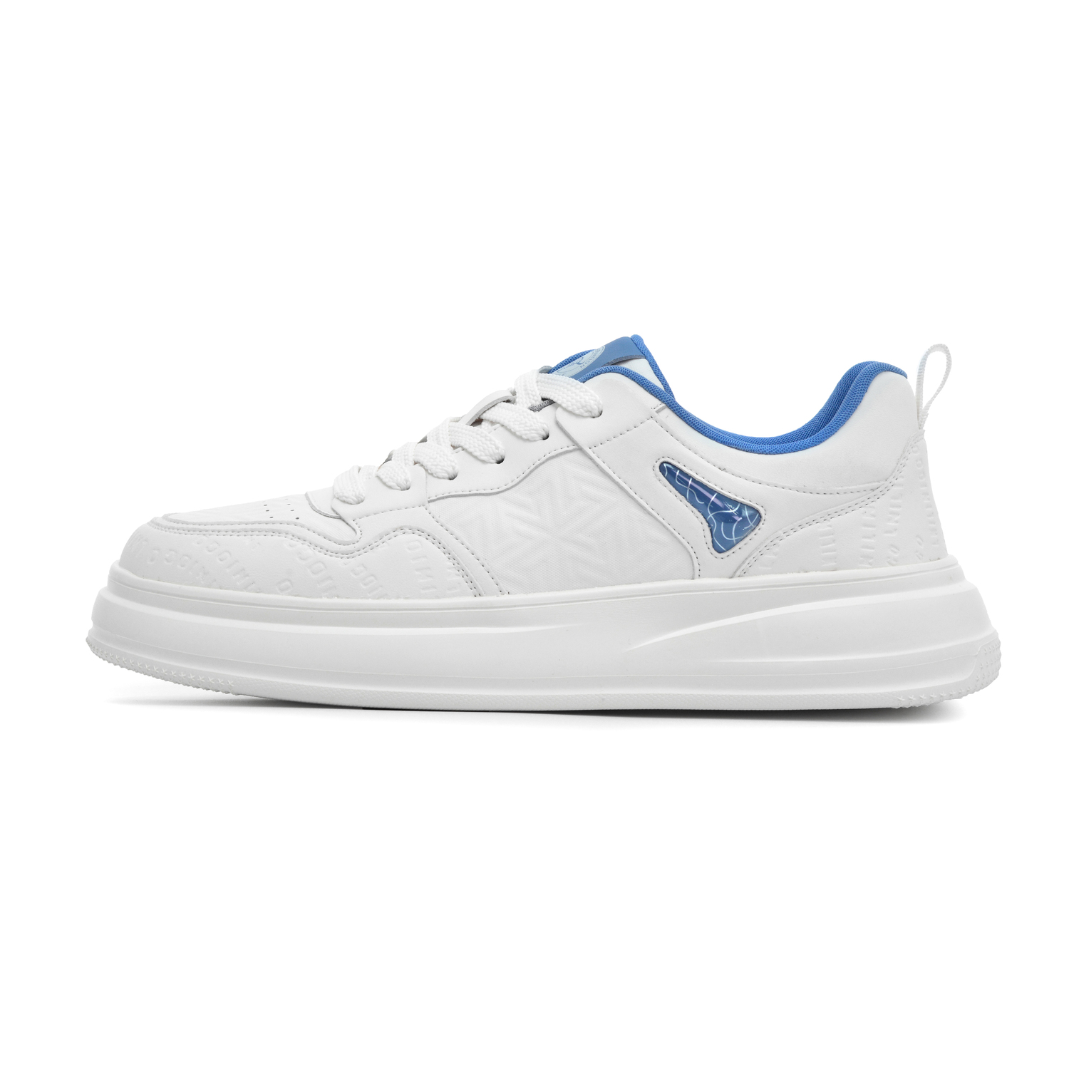 

BULLKVIE Абразивостойкие легкие дышащие низкие скейтерские кроссовки для мужчин с эффектом увеличения роста бело-голубые, цвет White Blue