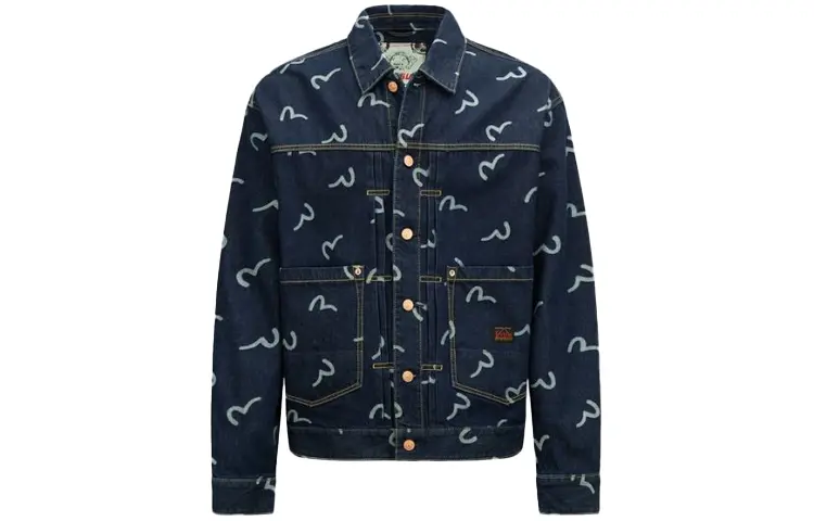 

Джинсовая куртка мужская джинсовая синяя Evisu, синий