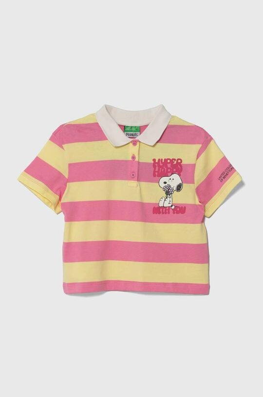 

Детская хлопковая рубашка-поло United Colors of Benetton, розовый