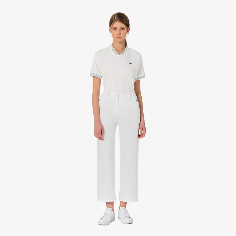 Брюки женские Lacoste прямого кроя, весенние, белые