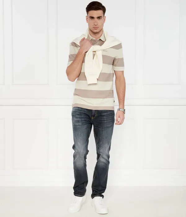 Поло PalesStripe regular fit Boss Orange, коричневый — фото 2