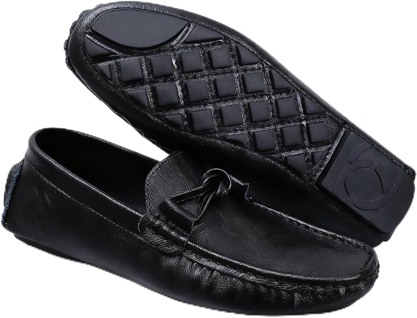 

Мужские кожаные мокасины для вождения Santimon, слипоны, повседневные мягкие удобные легкие туфли, черный