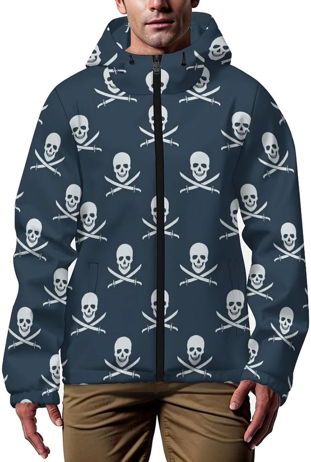 Мужская легкая дышащая ветровка с капюшоном, модная длинная свободная куртка, зимнее термобелье с карманом Generic, Style-9