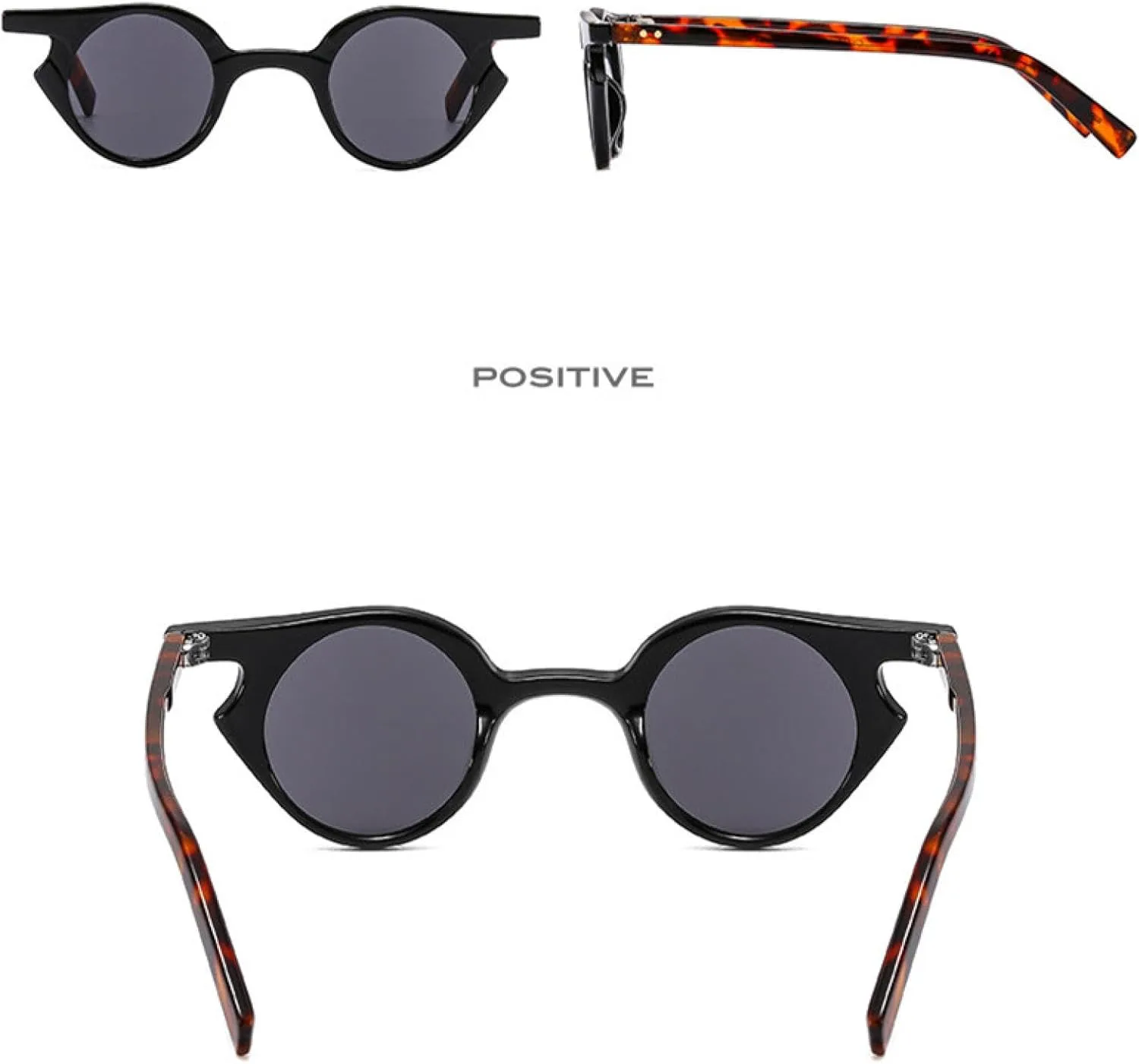 

Модные женские солнцезащитные очки в стиле ретро с заклепками, мужские панк-солнцезащитные очки с защитой от УФ-излучения UV400 TOIPASTN, Black Light Gray