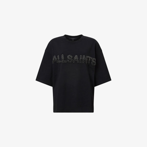 

Футболка оверсайз Amelie из хлопкового джерси Allsaints, черный