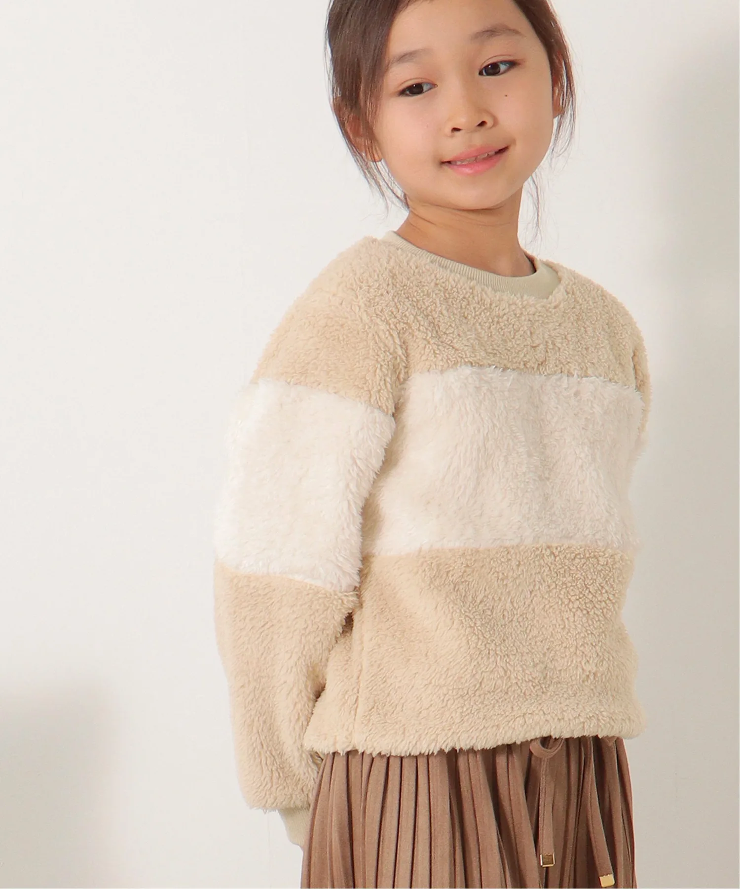 Пуловер с отделкой из искусственного меха (120-160 см) Ikka, beige