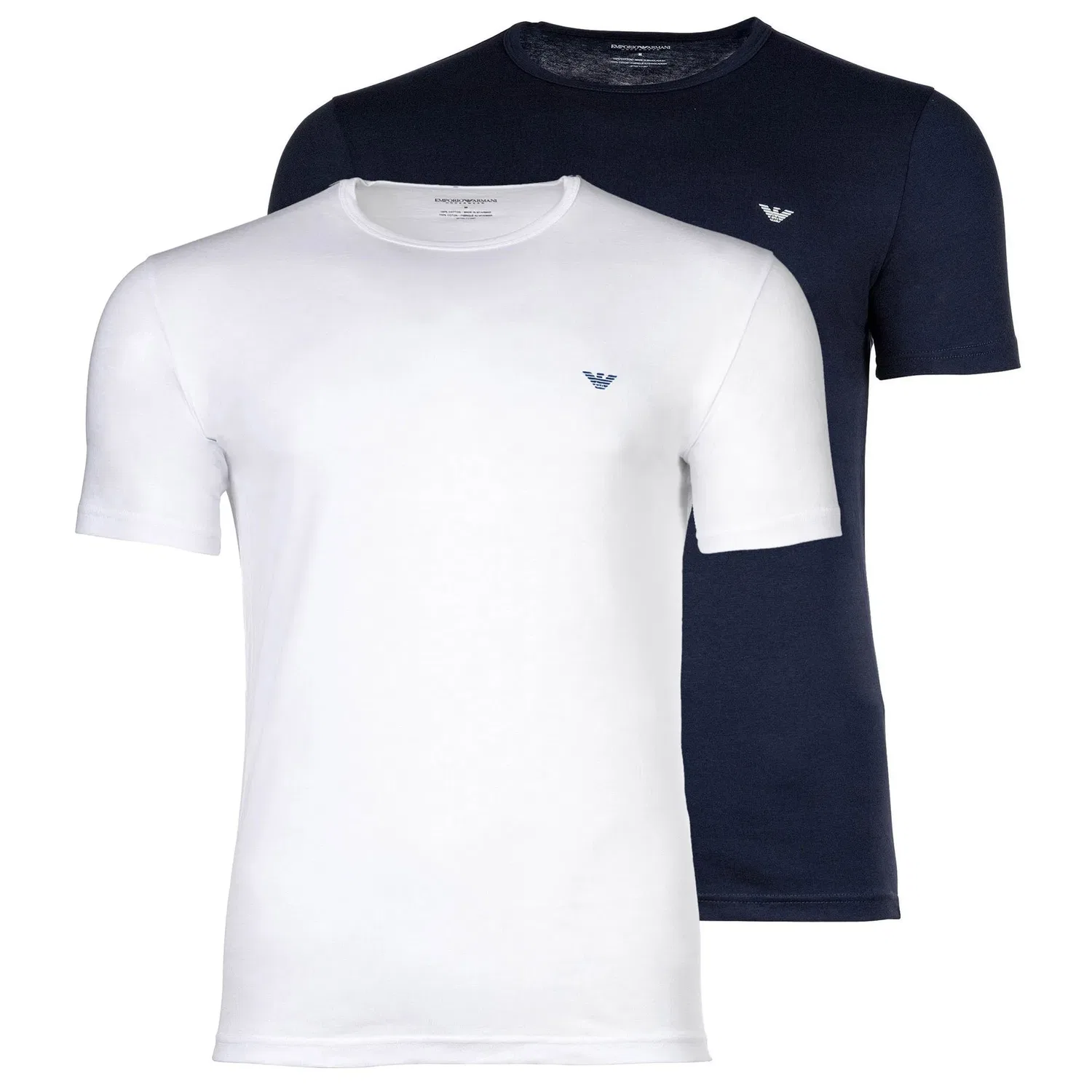 Футболка 2er Pack из хлопка Emporio Armani, синий/белый