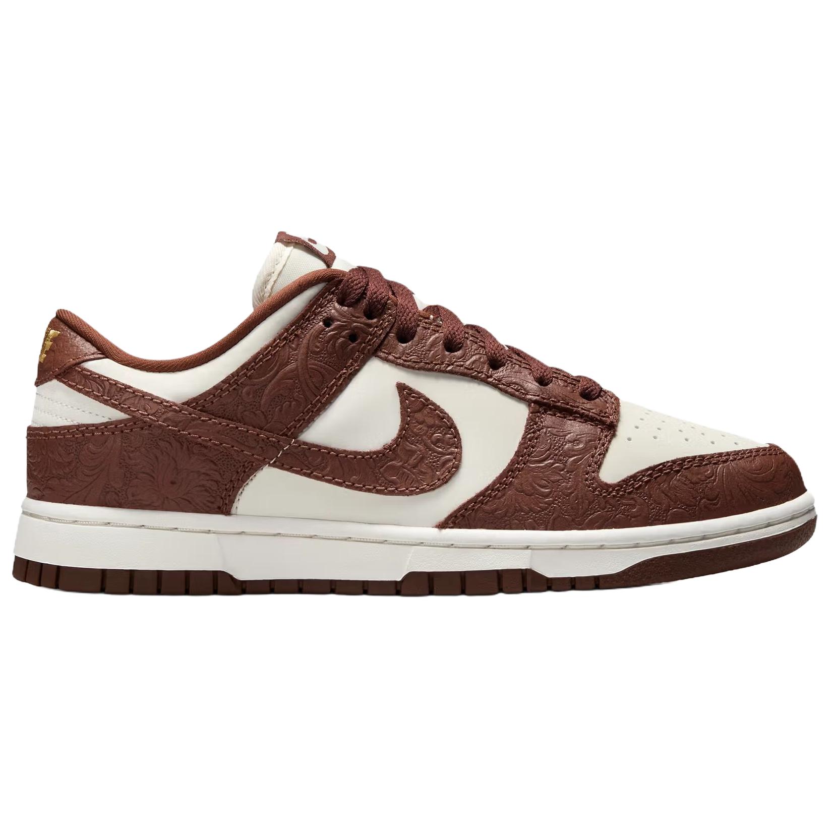 Nike Dunk Low унисекс — скейтбордистские кроссовки бело-коричневые — фото 3