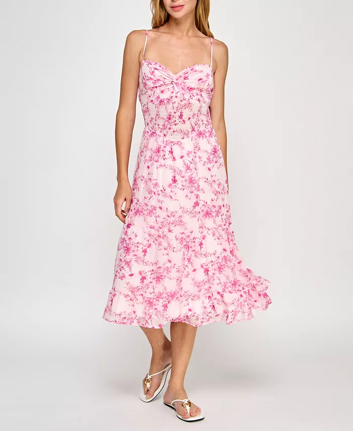 

Платье миди с принтом и перекручивающимся спереди для юниоров Trixxi, розовый