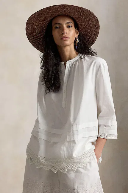 Блузка хлопковая Polo Ralph Lauren, белый