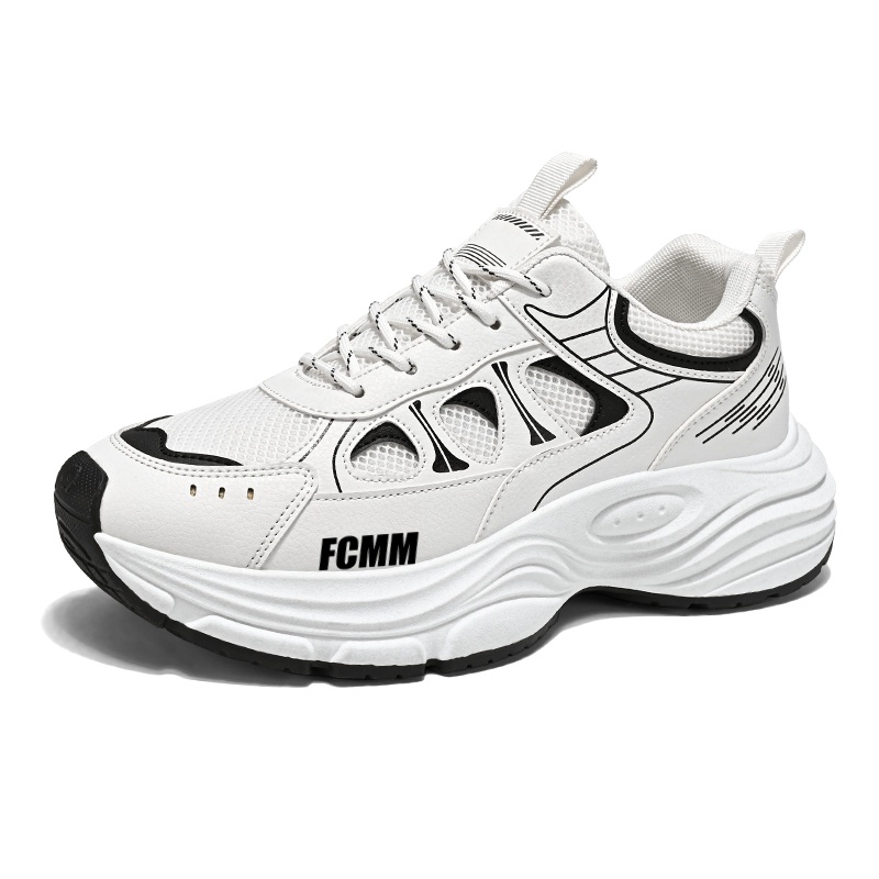 

Скользоустойчивые дышащие увеличивающие рост детские повседневные кроссовки для подростков FCMM, белый/черный