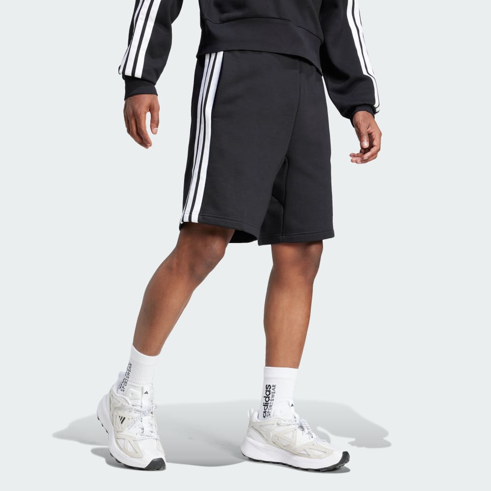 Шорты Adidas Essentials 3-Stripes Fleece Shorts, черный/белый — фото 3