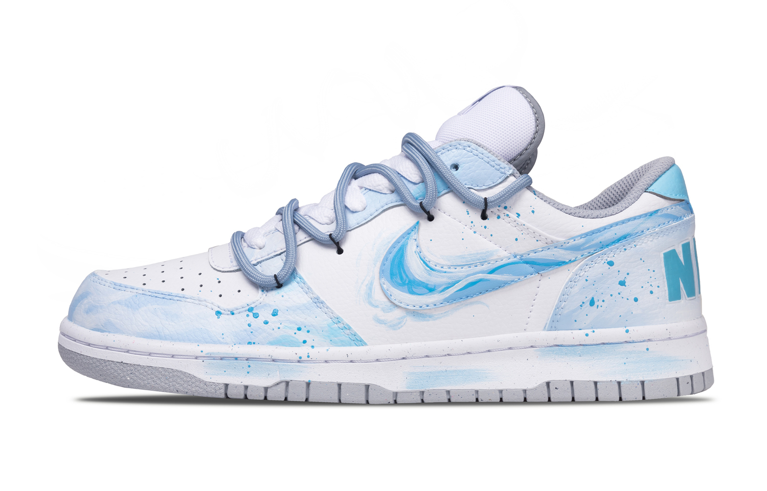 

Nike Кроссовки для скейтбординга Big Blue Sky Wave Abrasion Resistant Breathable Low top мужские бело-голубой градиент