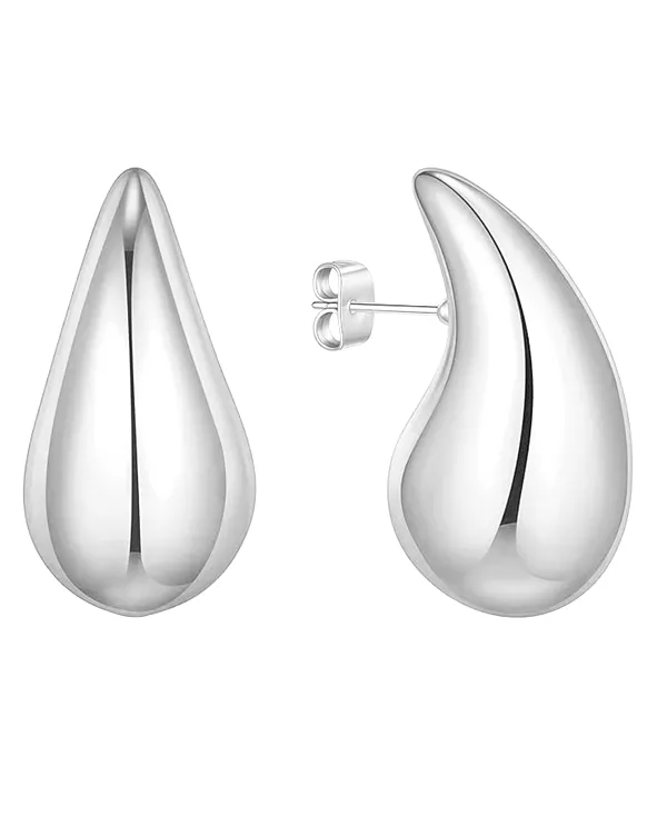 

Большие серьги-гвоздики в форме слезы, покрытые 18-каратным золотом или серебром And Now This, silver