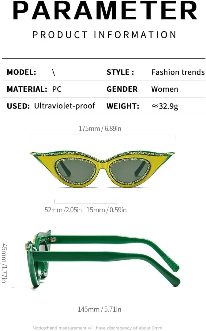 

Солнцезащитные очки «кошачий глаз» с бриллиантовой инкрустацией, очки для уличной фотографии в европейском и американском стиле, для мужчин и женщин Gksbnck, C3