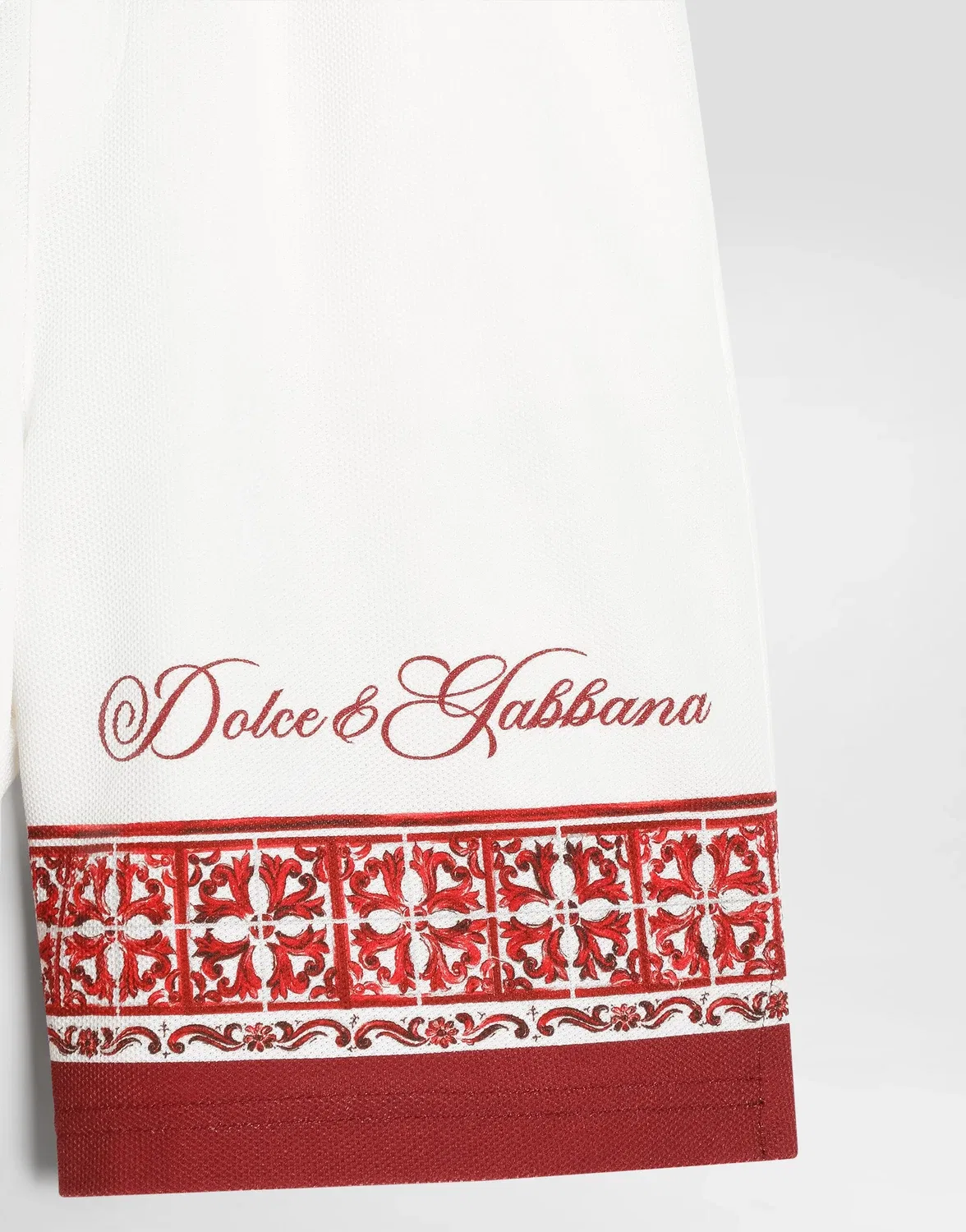 Шорты-бермуды из двойного пике с принтом «Майолика» DOLCE & GABBANA, бежевый — фото 3