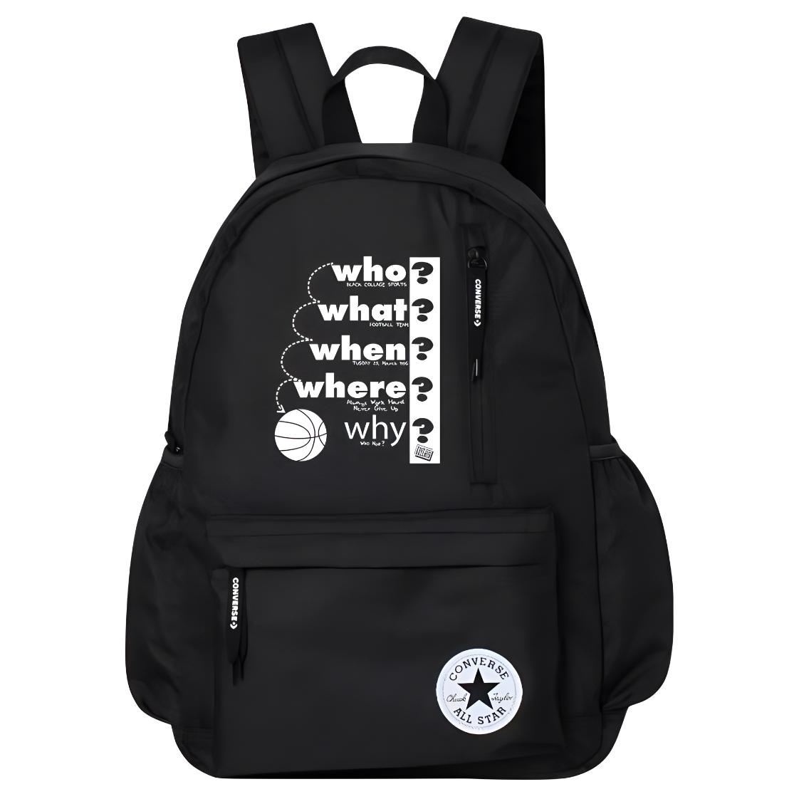 

Converse Полиэстеровый рюкзак обычный унисекс черный, Individual English Pattern