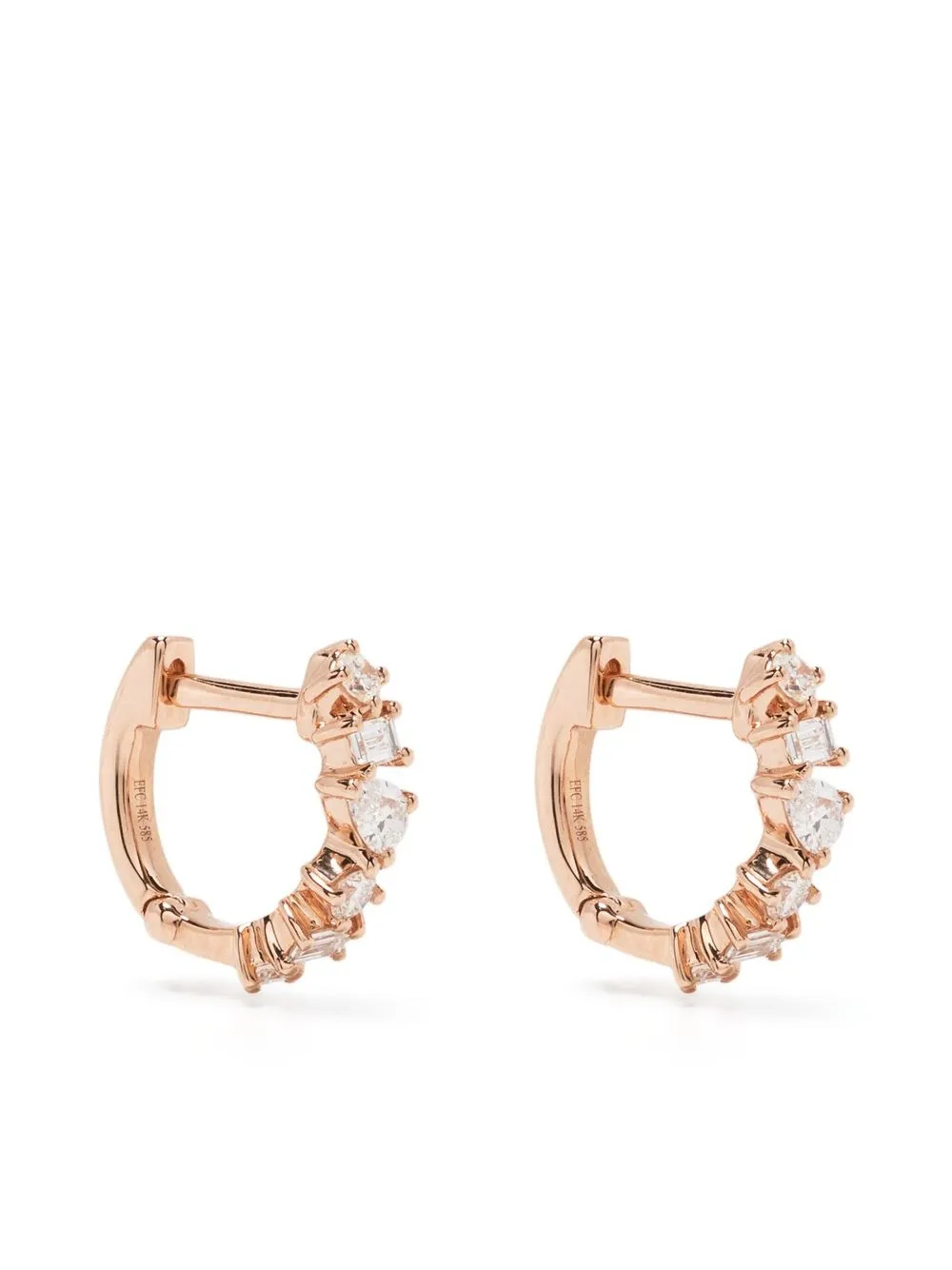 

Серьга-хагги из розового золота с бриллиантом Ef Collection, розовый