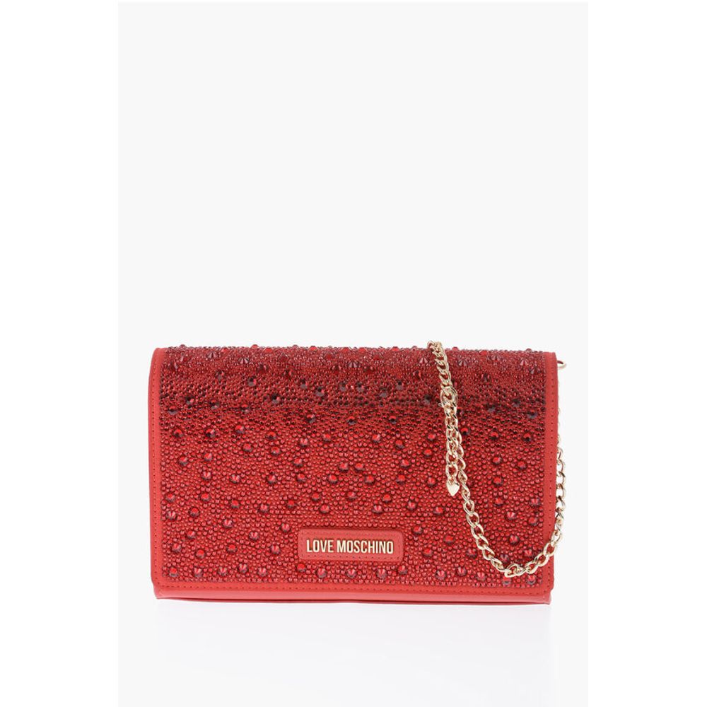 

Сумка через плечо LOVE из искусственной кожи, украшенная стразами Moschino, красный